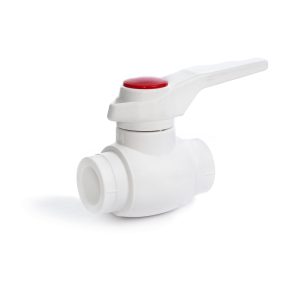 Шаровой кран Fusitek полипропиленовый для горячей воды сфера из латуни Белый