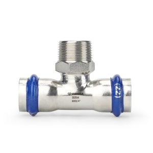 Тройник раструбный Varmega Inox Press с наружной резьбой