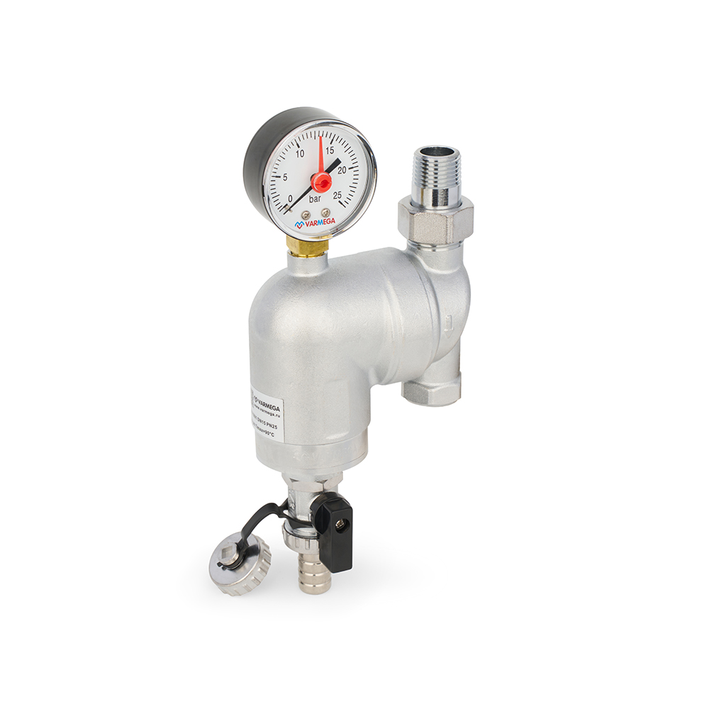 Фильтр сетчатый промывной Varmega ВР поворотный, с разъемным соединением и манометром — изображение 2